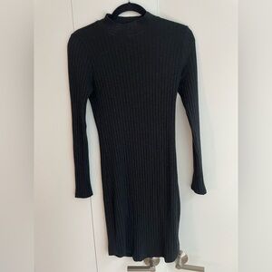 Abercrombie Black Mock Neck Ribbed long sleeve knit dress